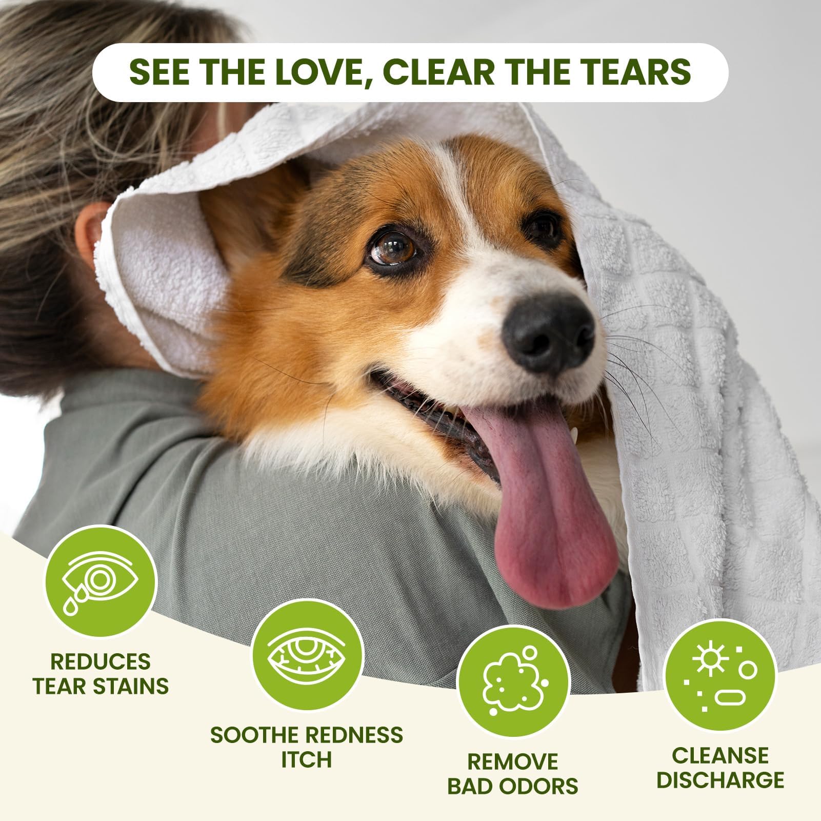 PawSono Eye Wipes are suitable for dogs and cats, including flat-faced breeds.