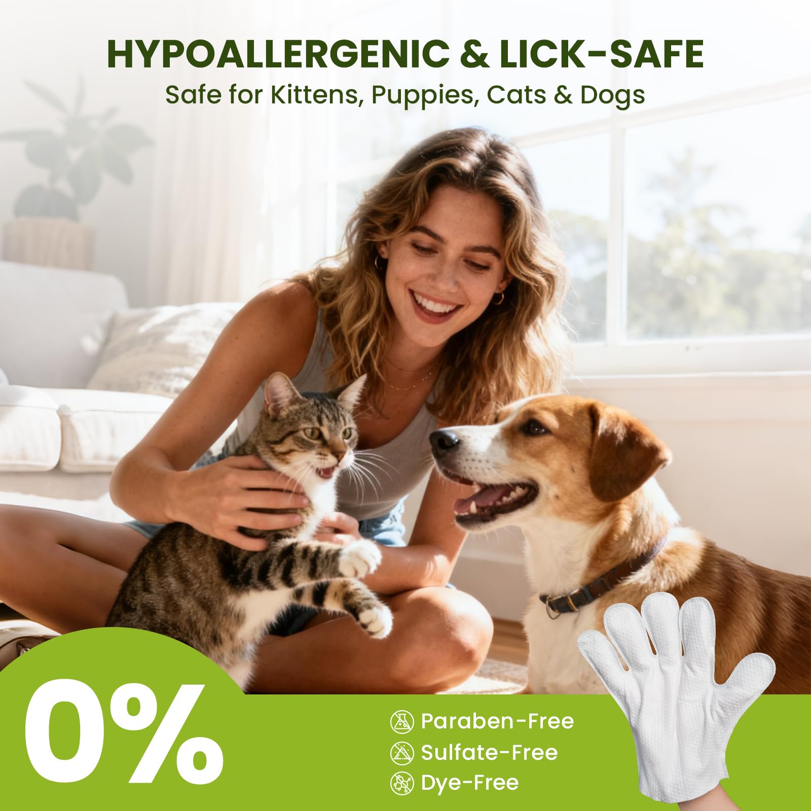 PawSono glove wipe cleans nails and between toes easily.