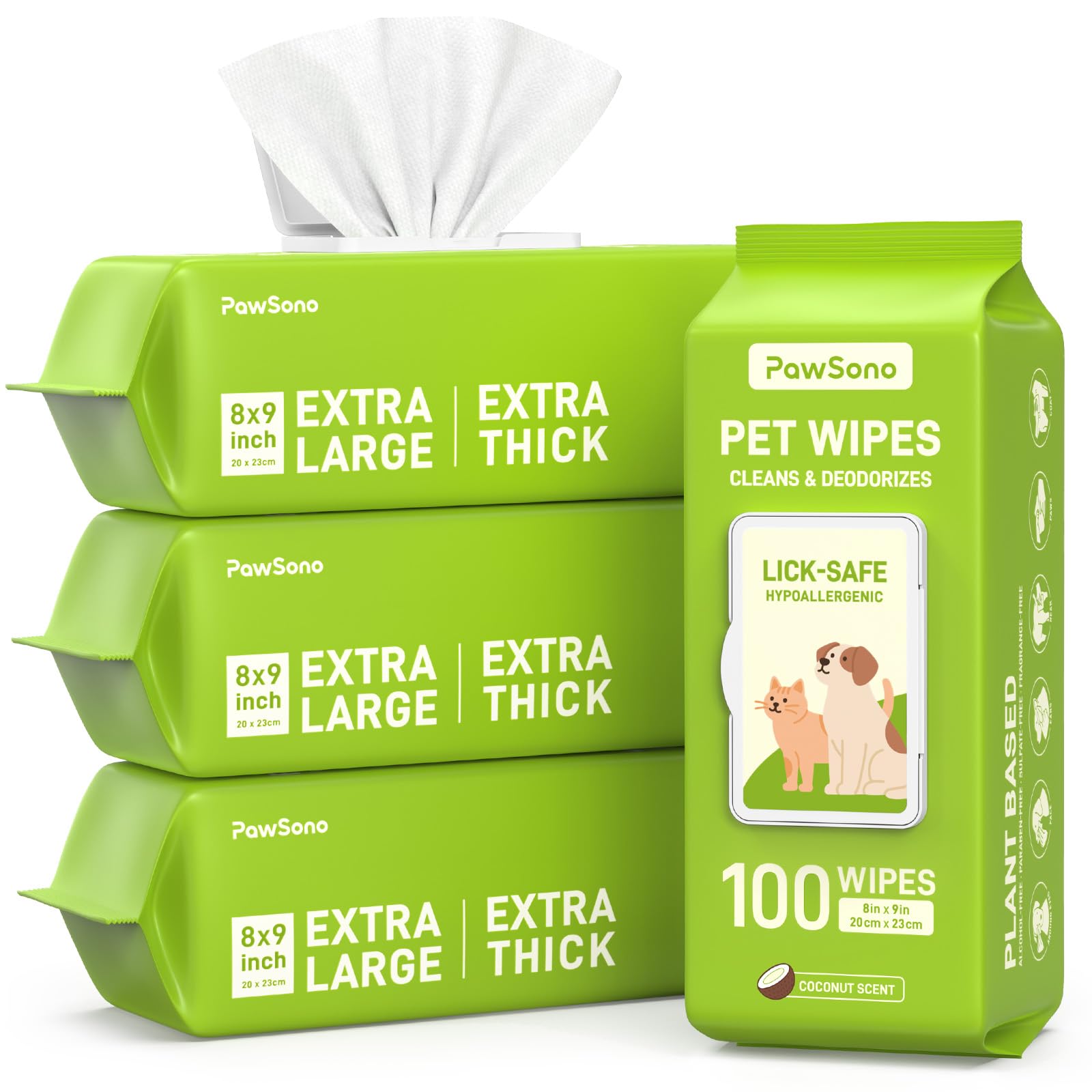 PawSono hypoallergenic wipes used for full-palm clean on paws after walks