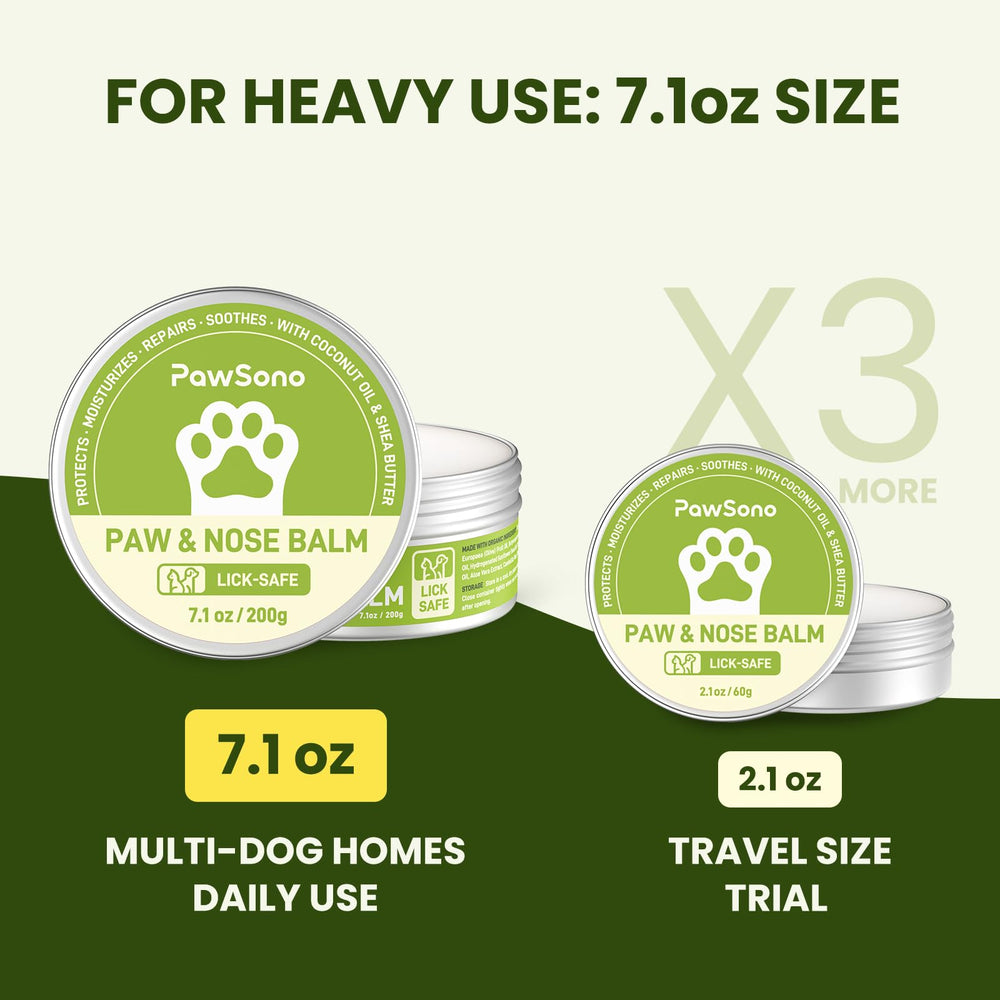 PawSono paw-nose balm application closeup demonstrates easy, quick absorption.