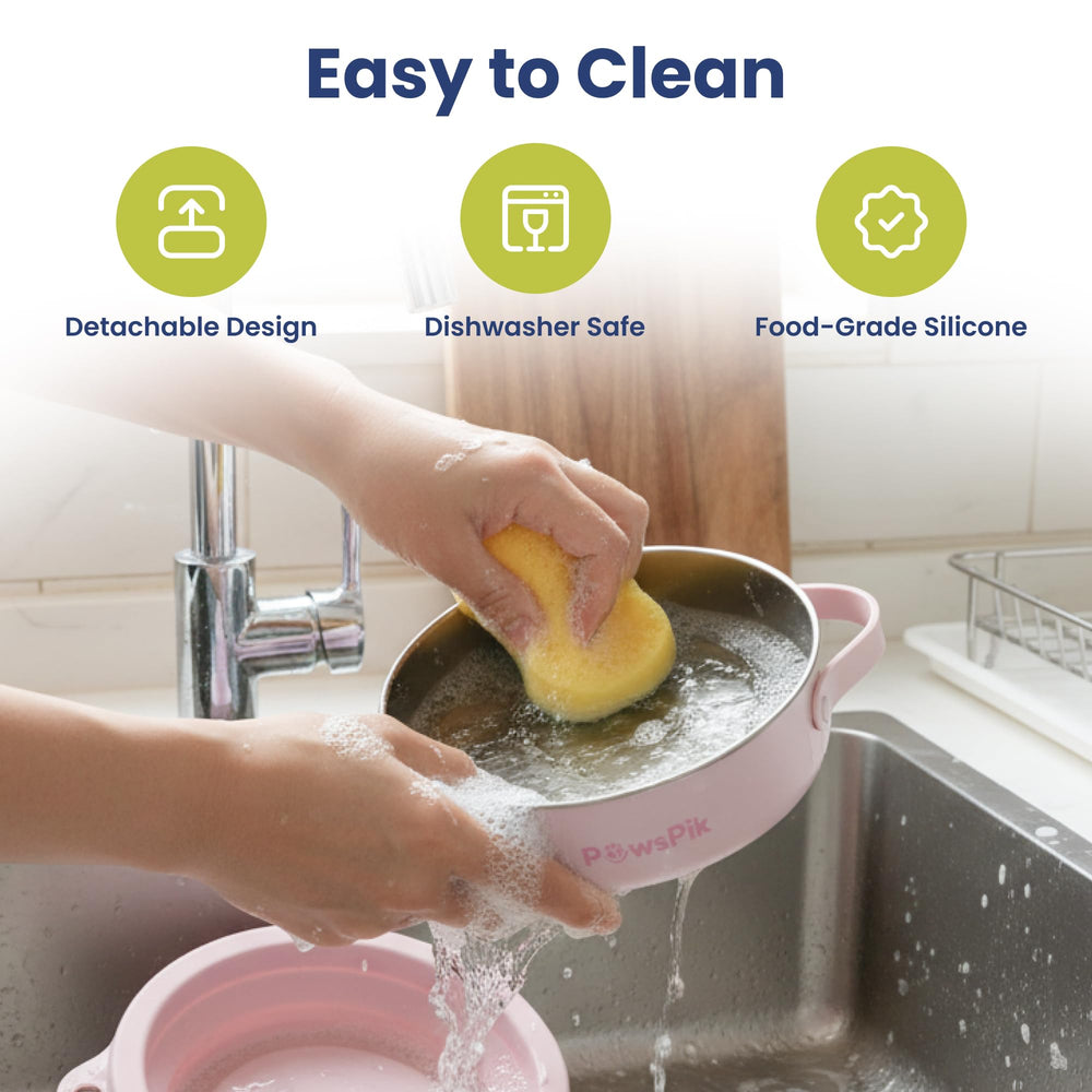 PAWSPIK easy-clean design simplifies post-meal cleanup.