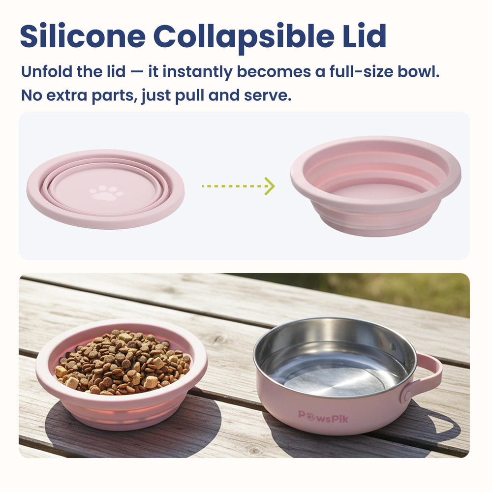 PAWSPIK foldable silicone top enables quick setup on outdoor trips.