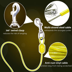 PAWSTATION 360deg tangle-free clip prevents knots when dogs explore.