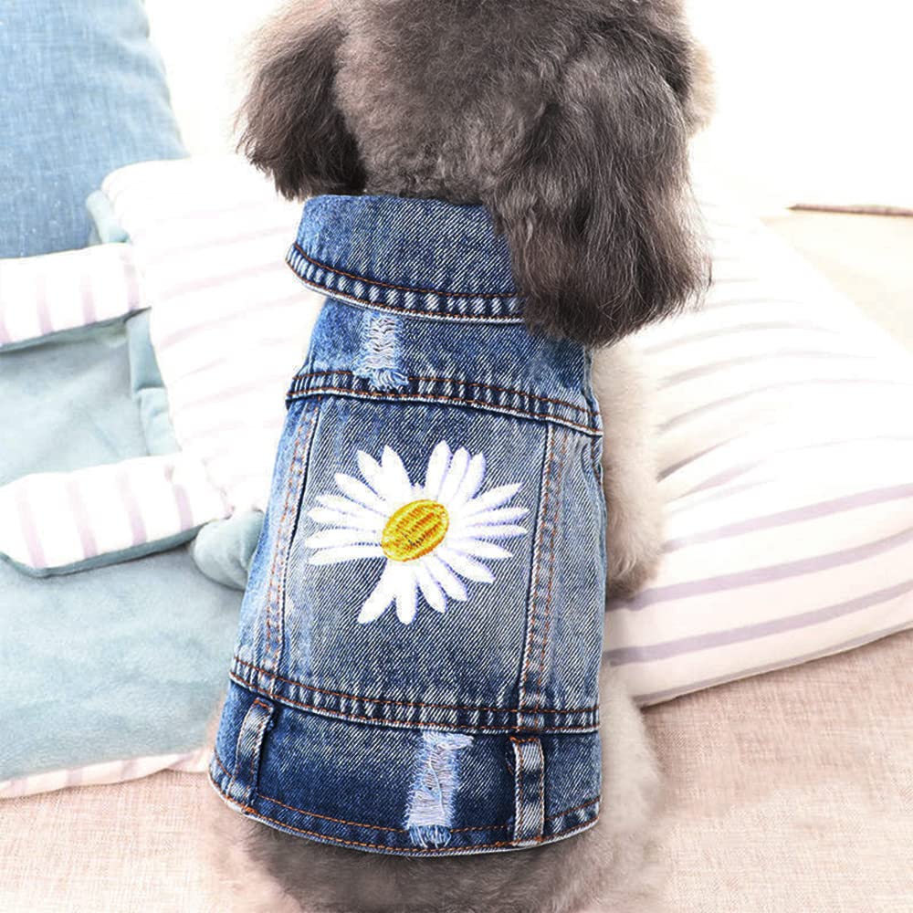 Pawstrip daisy embroidery close-up highlighting cute accent on the jacket.