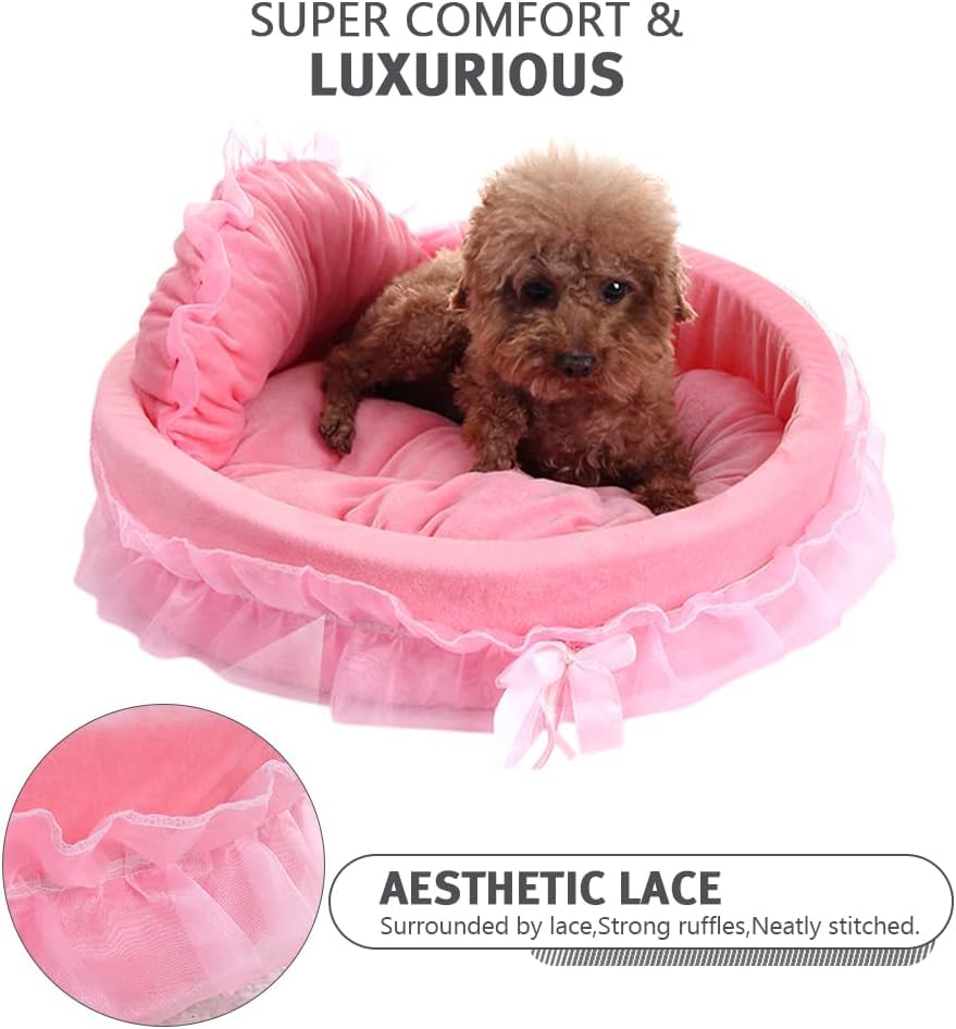 Pawstrip pink plush bed provides soft fiberfill for cozy rest