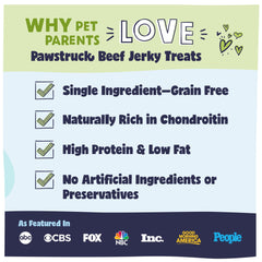 Pawstruck 10in jerky chews kept handy during active playtime.