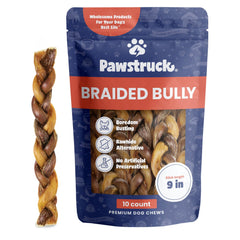 Pawstruck braided bully stick with 3-strand durability for longer chew sessions