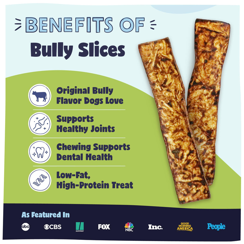 Beef-flavored Pawstruck Bully Slices chew surface promotes long-lasting enjoyment.