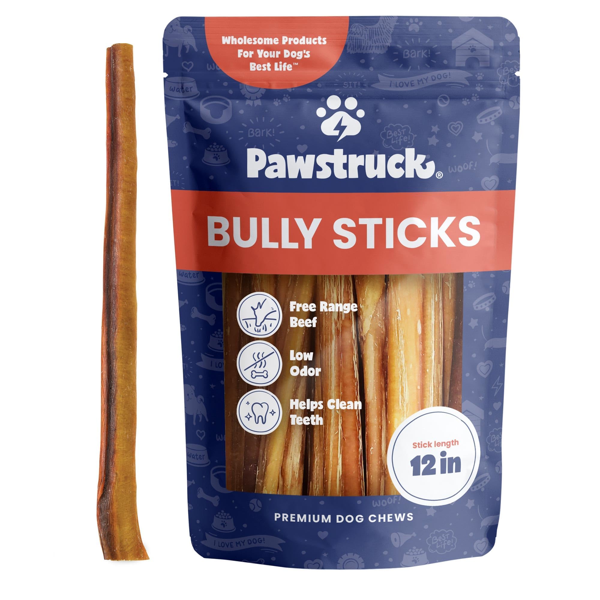 Pawstruck bully sticks long-lasting dog chew ideal for extended playtime