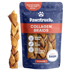 Pawstruck collagen braids pack 3 – long-lasting chew for dogs.