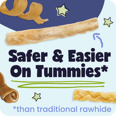 Pawstruck collagen stick dental action photo, promotes natural plaque removal.