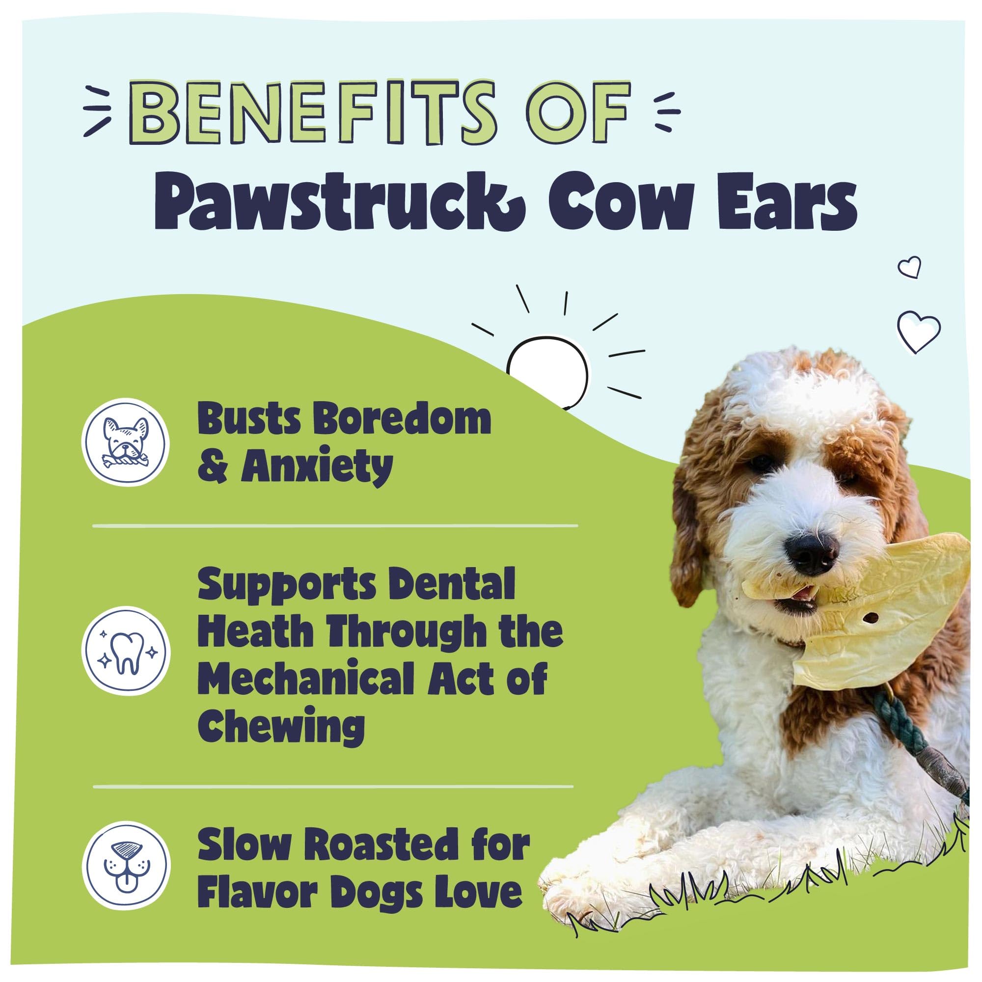 Pawstruck cow ears closeup texture highlighting a chewy surface.