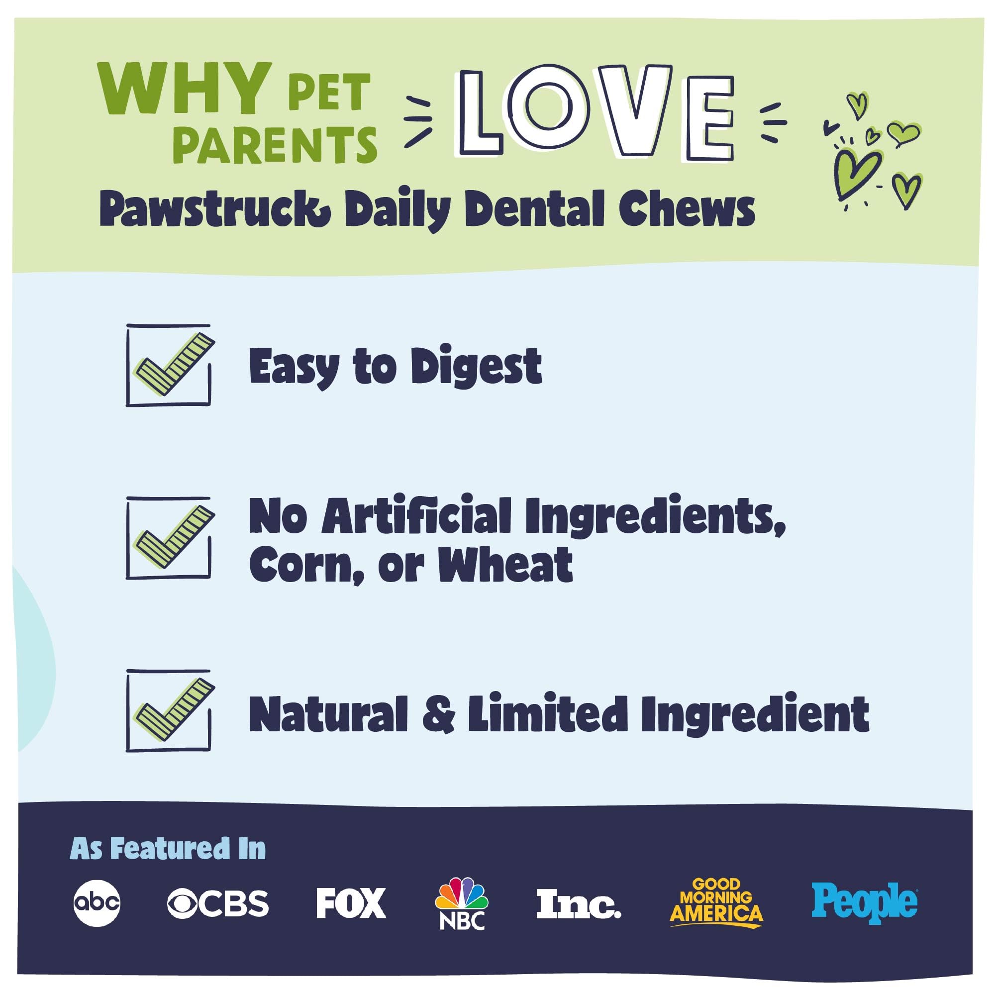 Pawstruck daily dental chews featuring aromatic herbs for enticing daily care.
