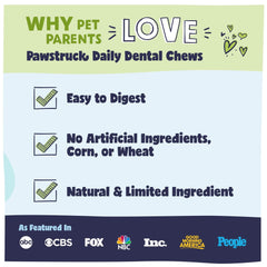 Pawstruck daily dental chews featuring aromatic herbs for enticing daily care.