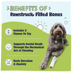 Pawstruck Cheese and Bacon Filled Bone, 5-6 inches, savory fill dogs enjoy.