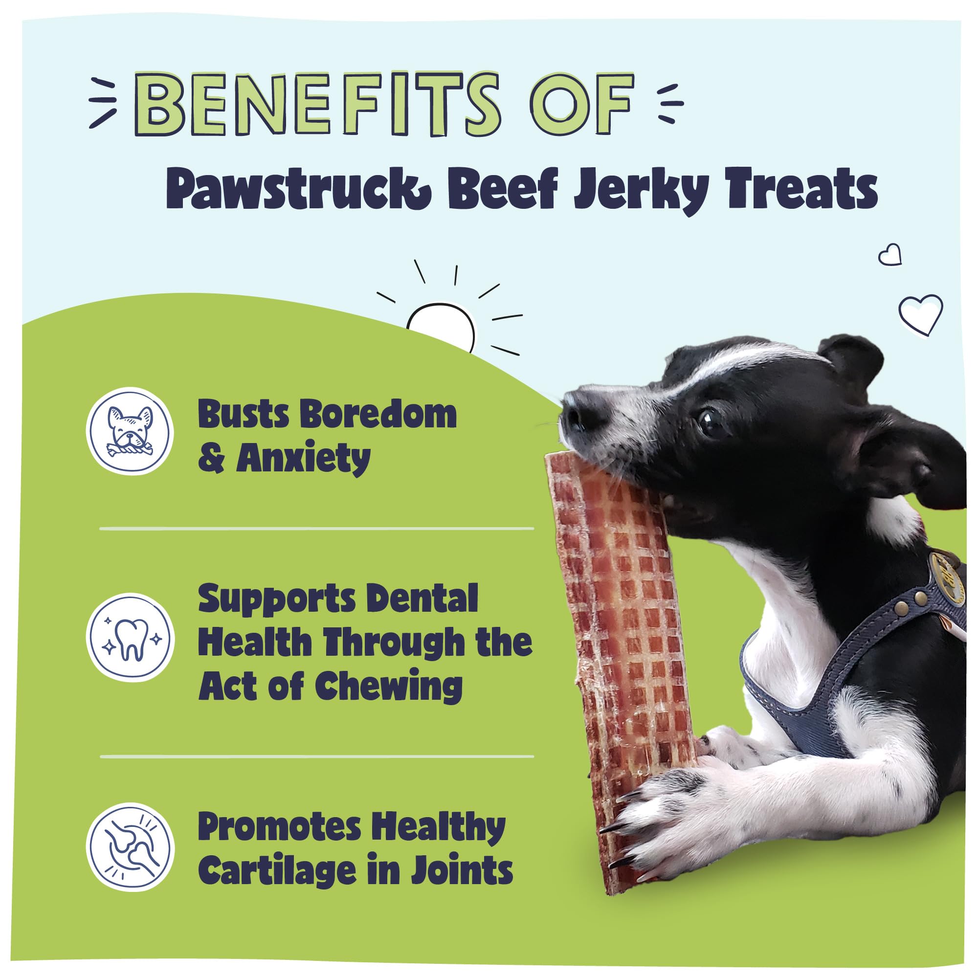 Pawstruck hip joint health jerky supports mobility with glucosamine and chondroitin.