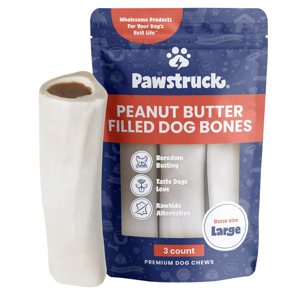 Pawstruck large filled bone with peanut butter center for long-lasting chews.