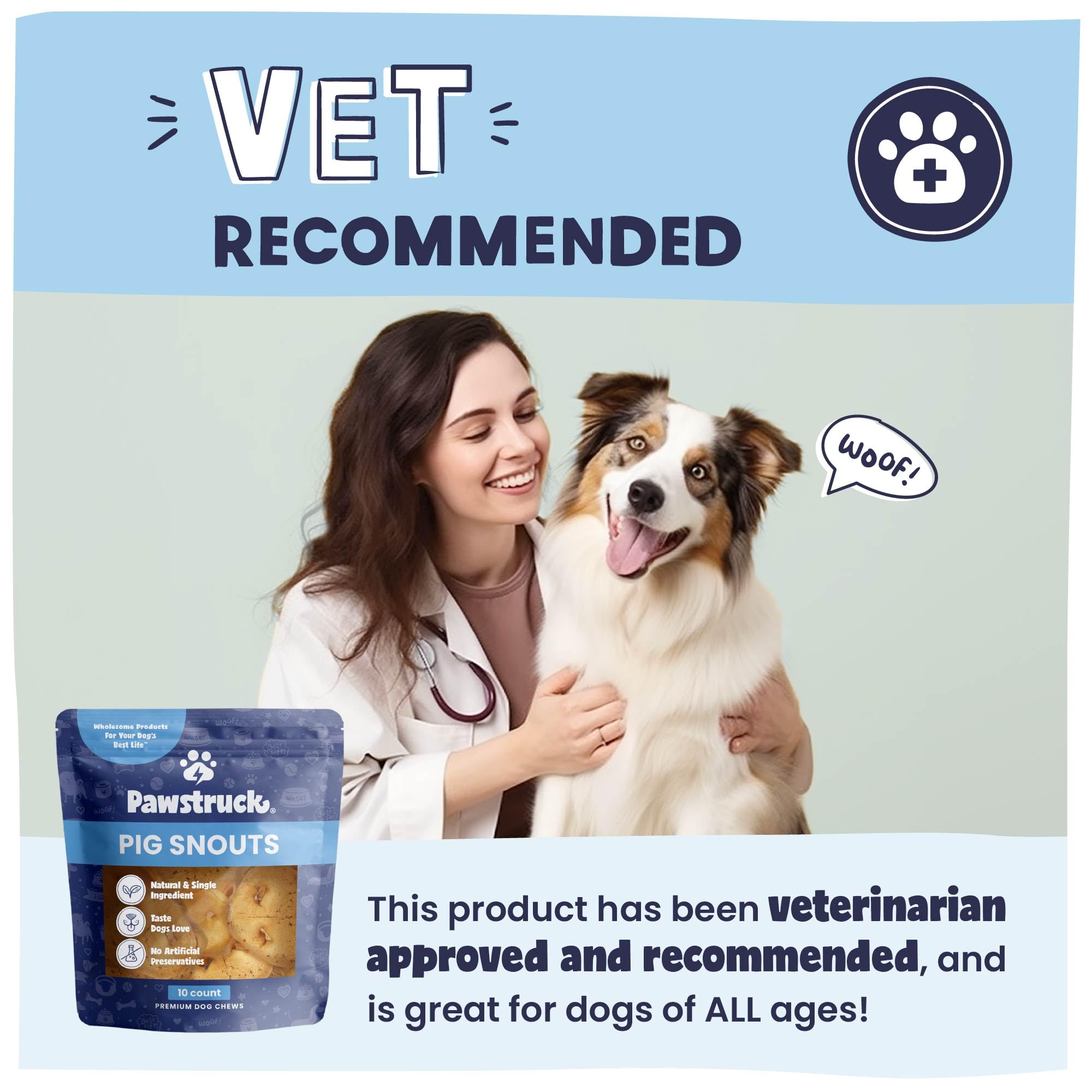 Dental-friendly chew option from Pawstruck pig snouts.