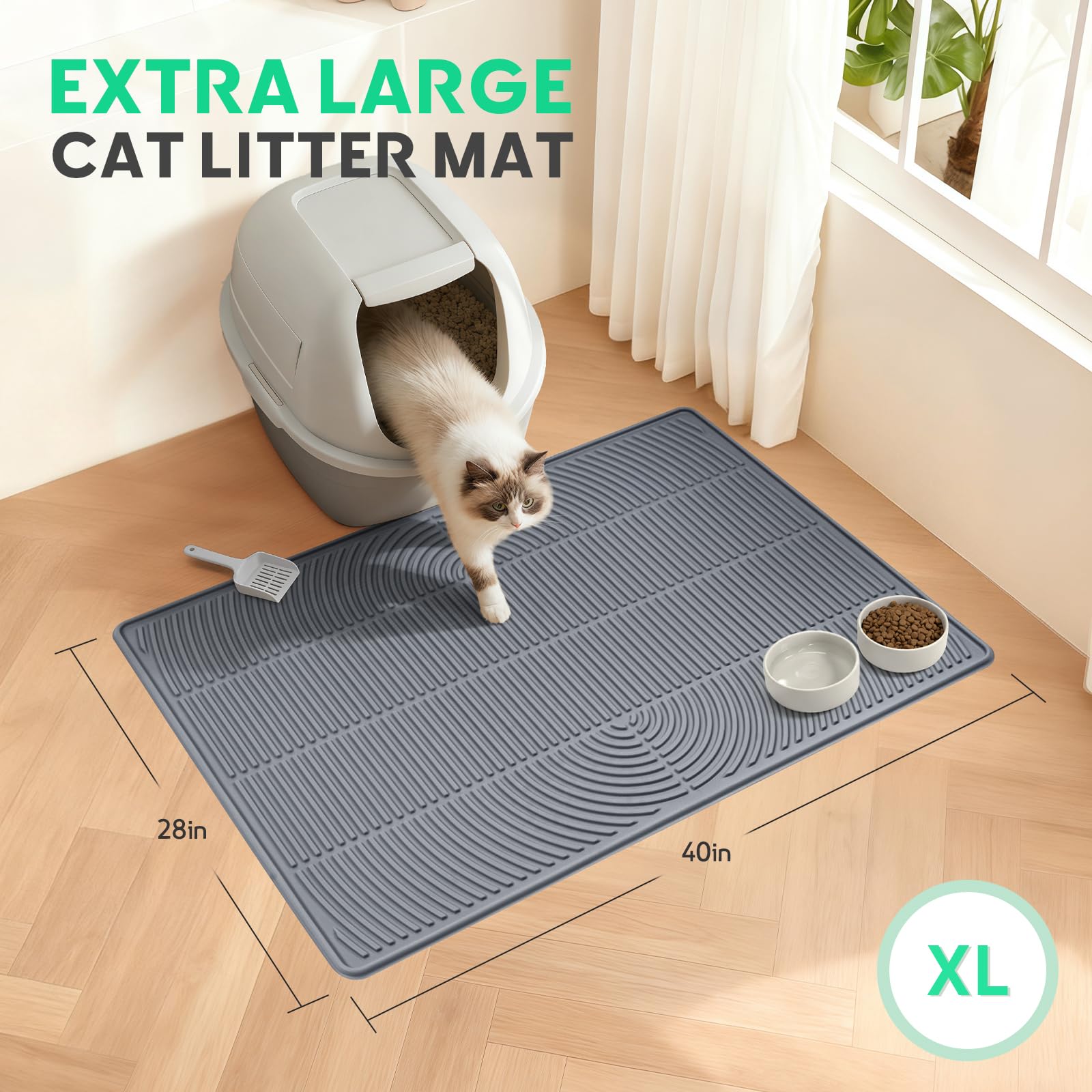 Pawtasy easy-clean mat simplifies shake, sweep, or vacuum cleanup