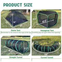 Pawtenda green cat enclosure on a porch for breathable, scenic viewing.