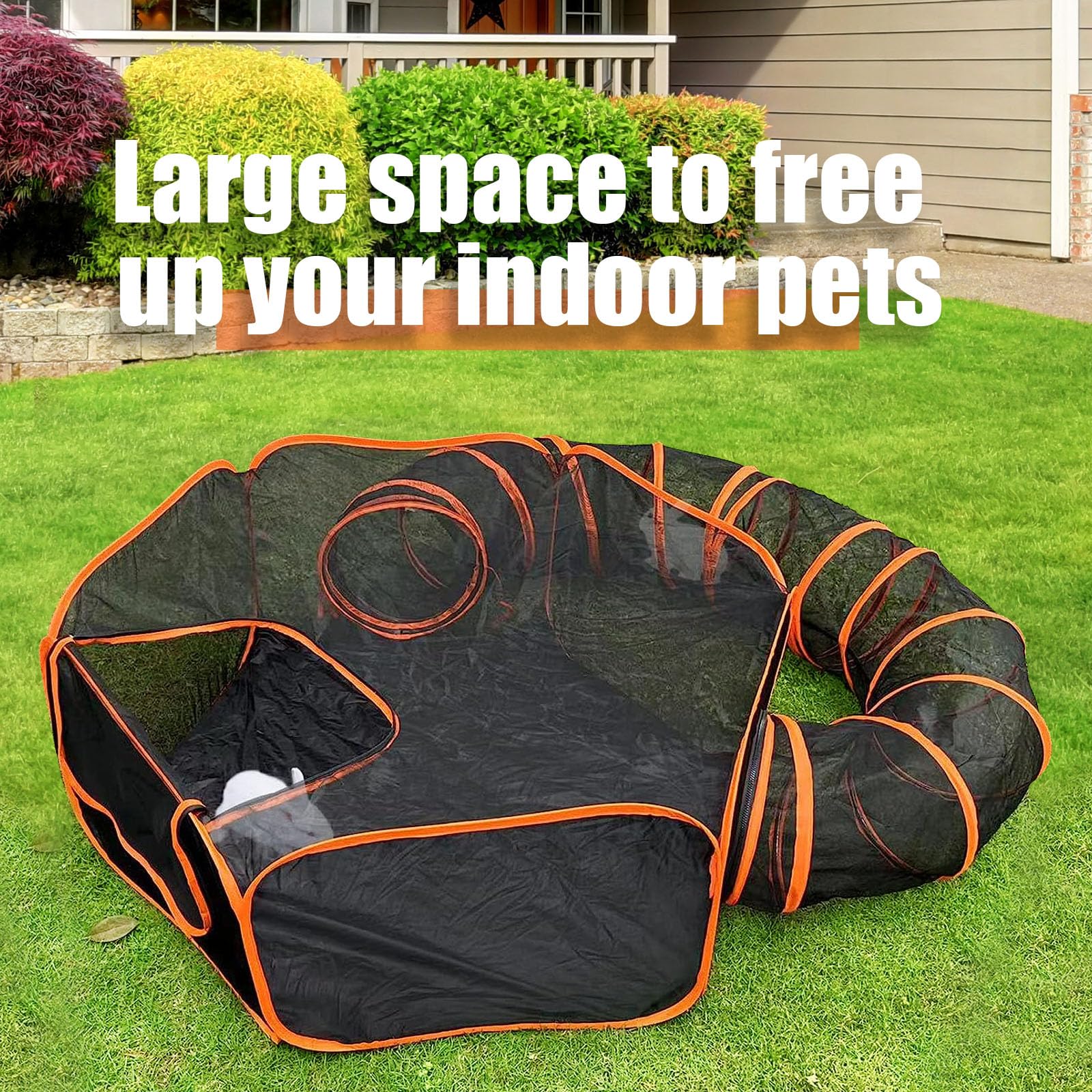 Pawtenda portable-design cat enclosure is easy to set up anywhere.