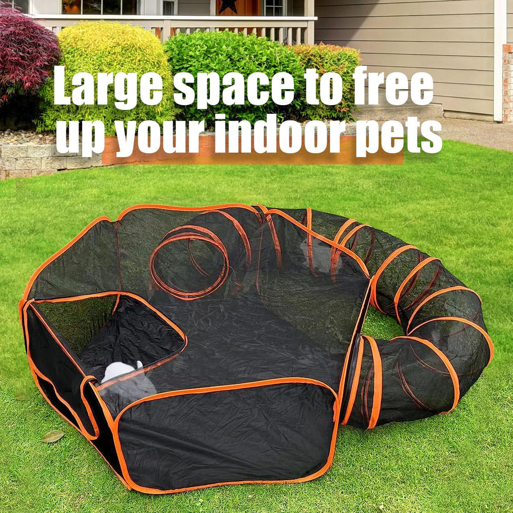 Pawtenda portable-design cat enclosure is easy to set up anywhere.