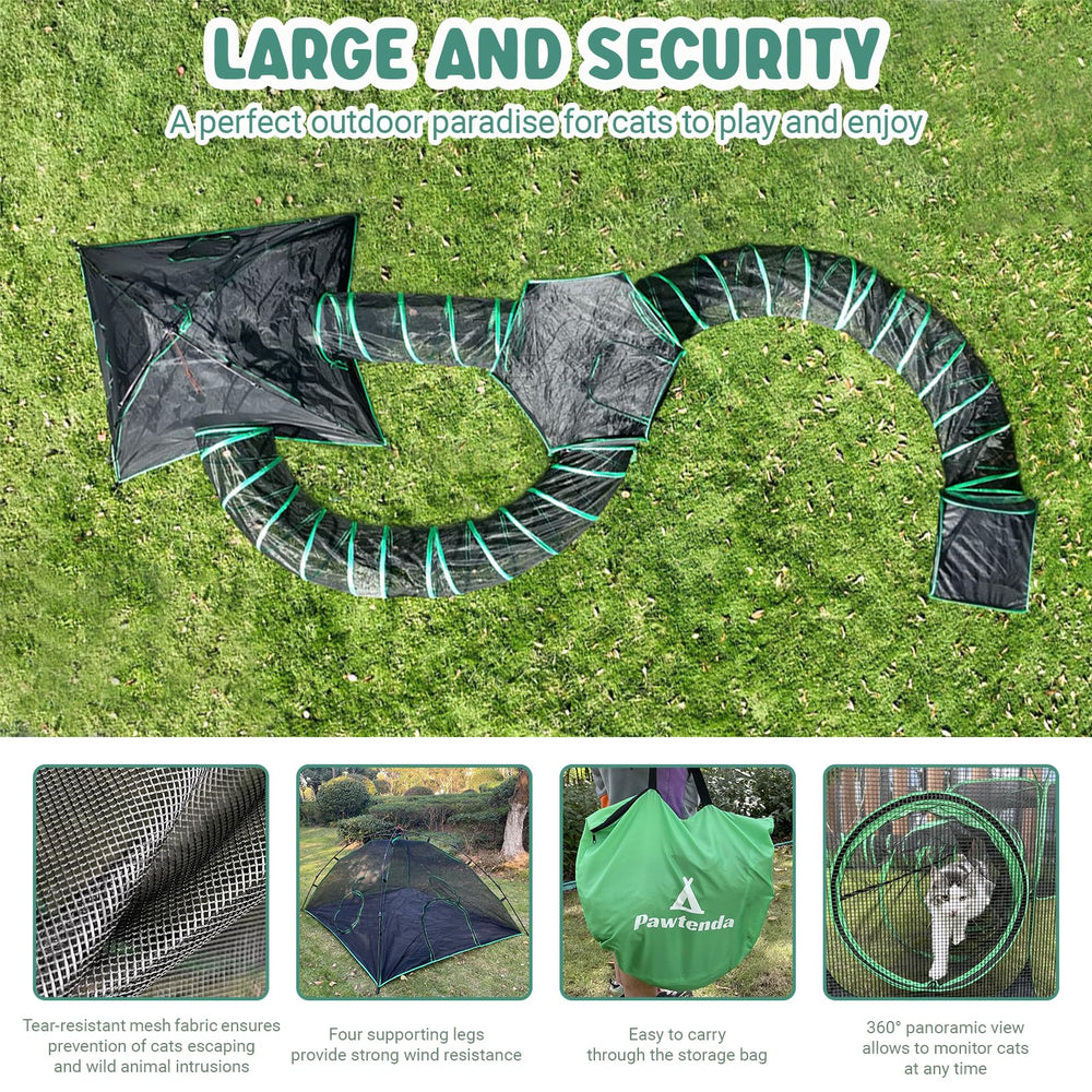 Pawtenda portable cat playpen is easy to move for trips.