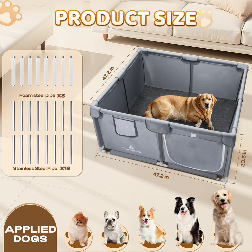 Pawtenda whelping box tear-resistant oxford sides protect against puppy chewing