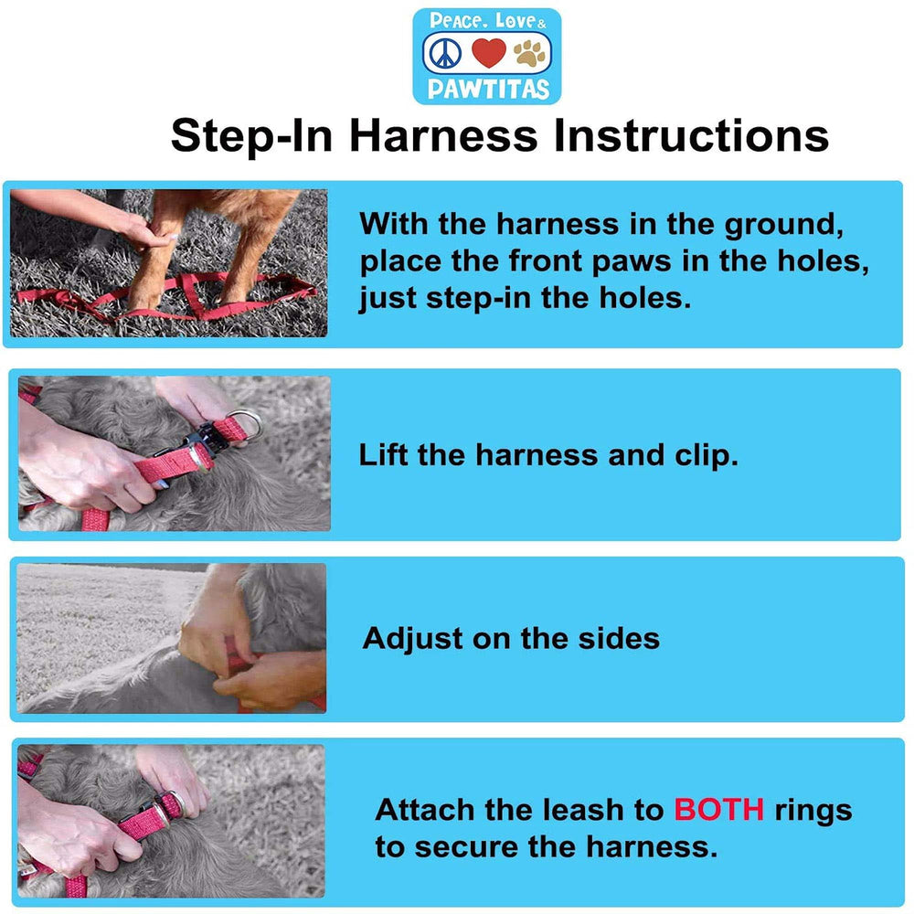 Pawtitas Solid Step-in Harness detailed stitching and durability close-up