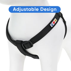Pawtitas Solid Step-in Harness no-pull design helps reduce pulling.