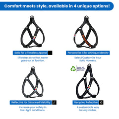 Pawtitas Solid Step-in Harness reflective strips boost visibility during evening strolls.
