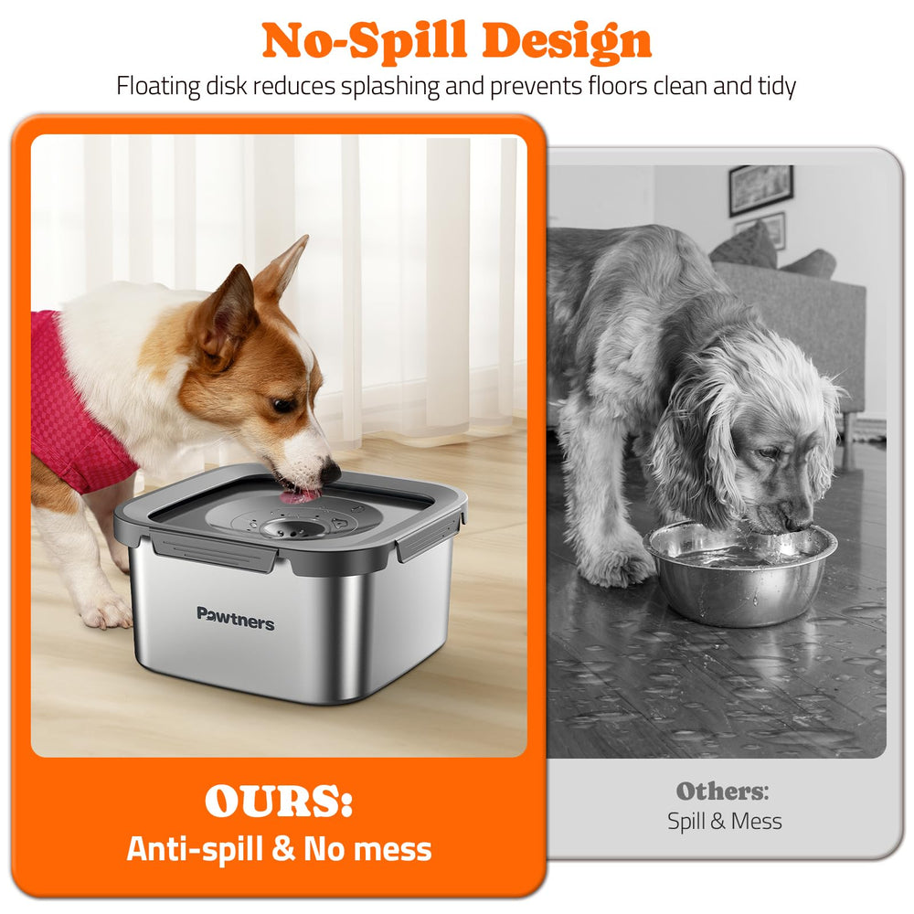 Pawtners anti-slip base stabilizes the bowl on any surface