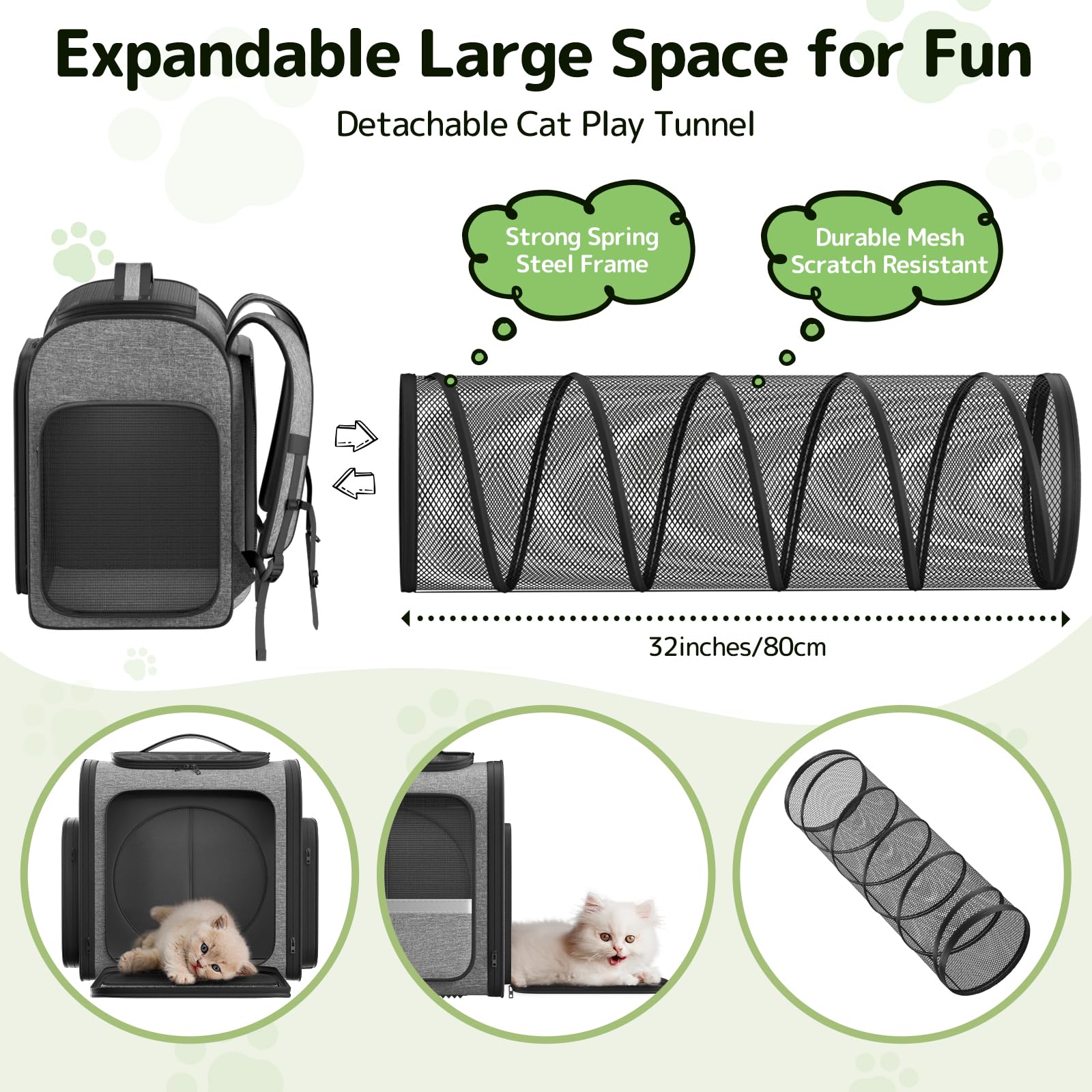 Pawtners cat backpack with breathable mesh windows keeps your pet cool during walks