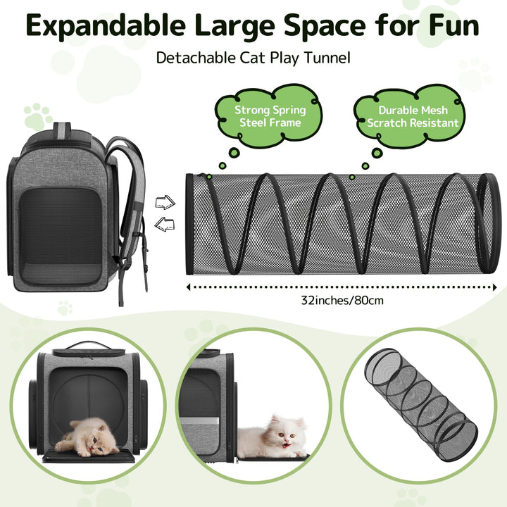 Pawtners cat backpack with breathable mesh windows keeps your pet cool during walks