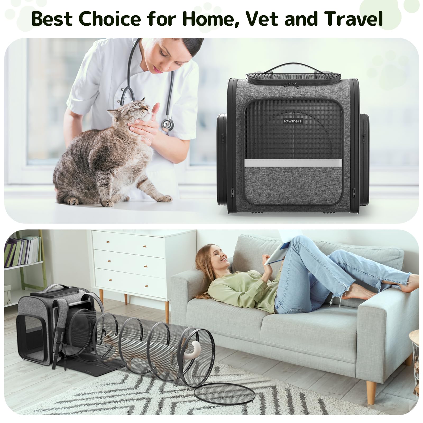 Pawtners cat backpack collapsible design saves space when not in use