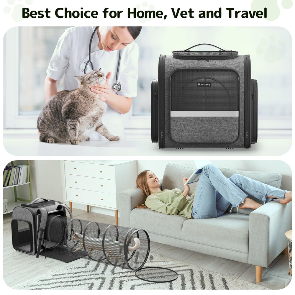 Pawtners cat backpack collapsible design saves space when not in use