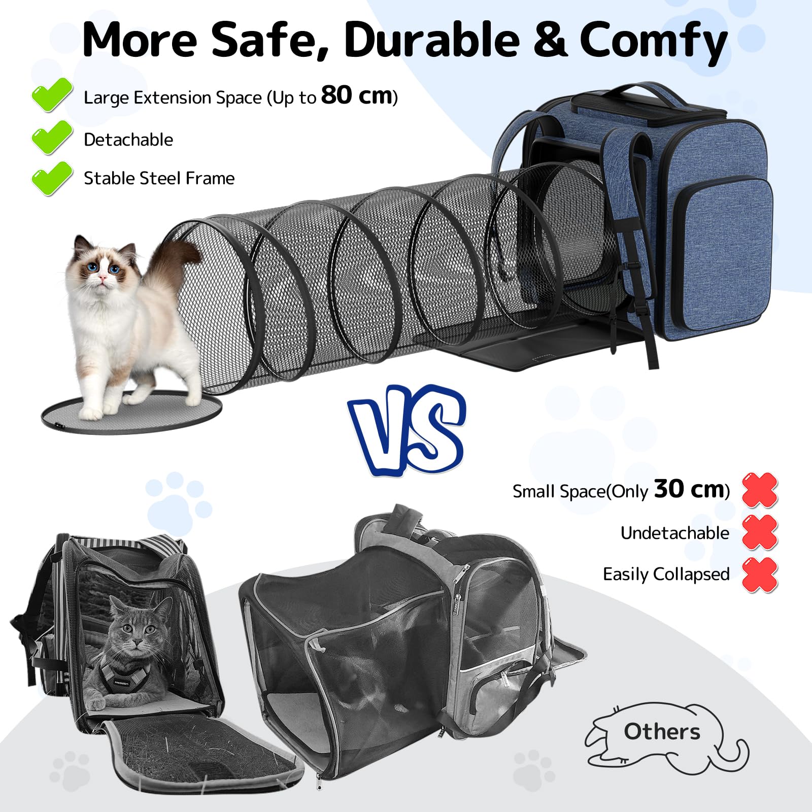 Pawtners cat backpack ergonomic-design reduces shoulder strain on long hikes.