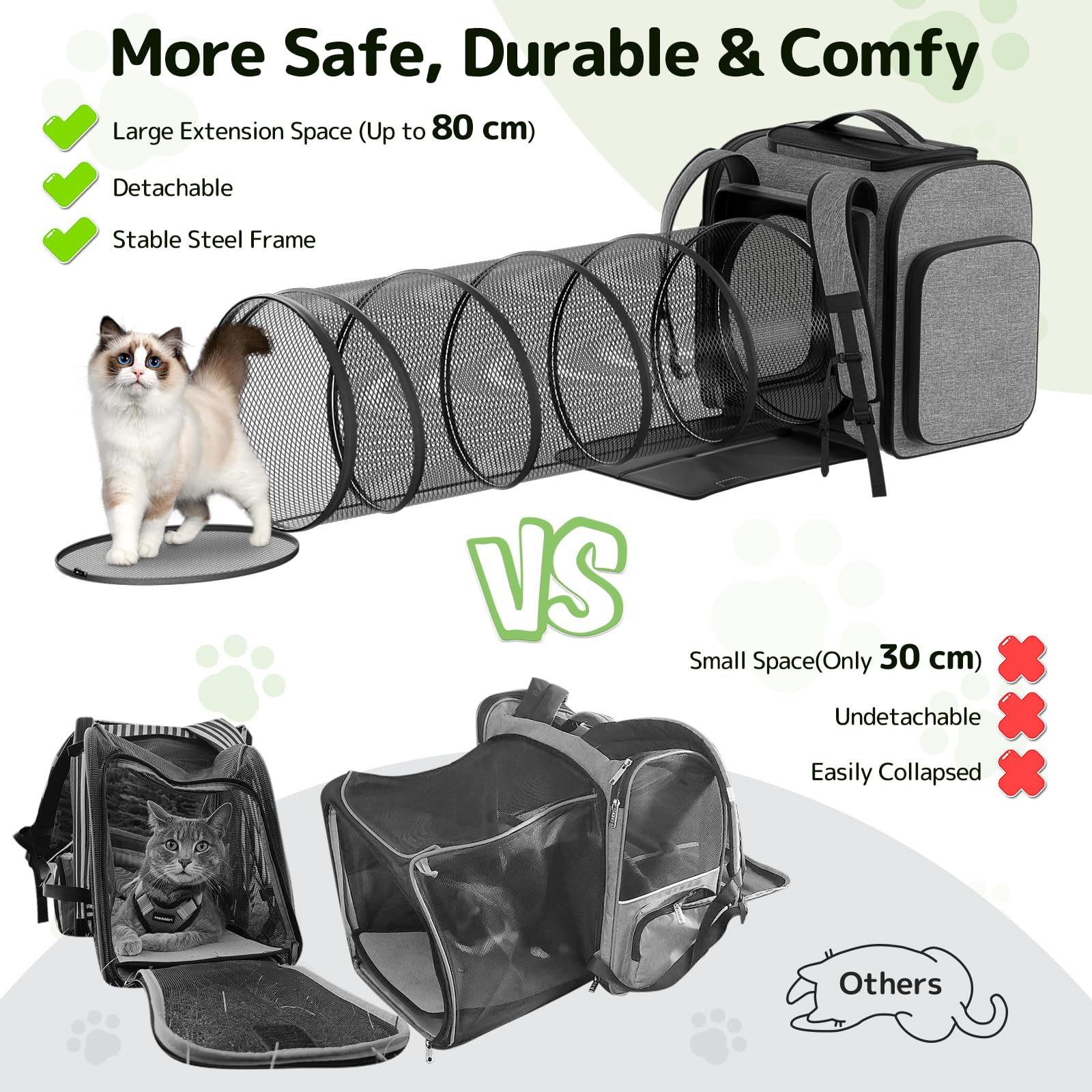 Pawtners cat backpack top mesh window lets your cat observe surroundings safely