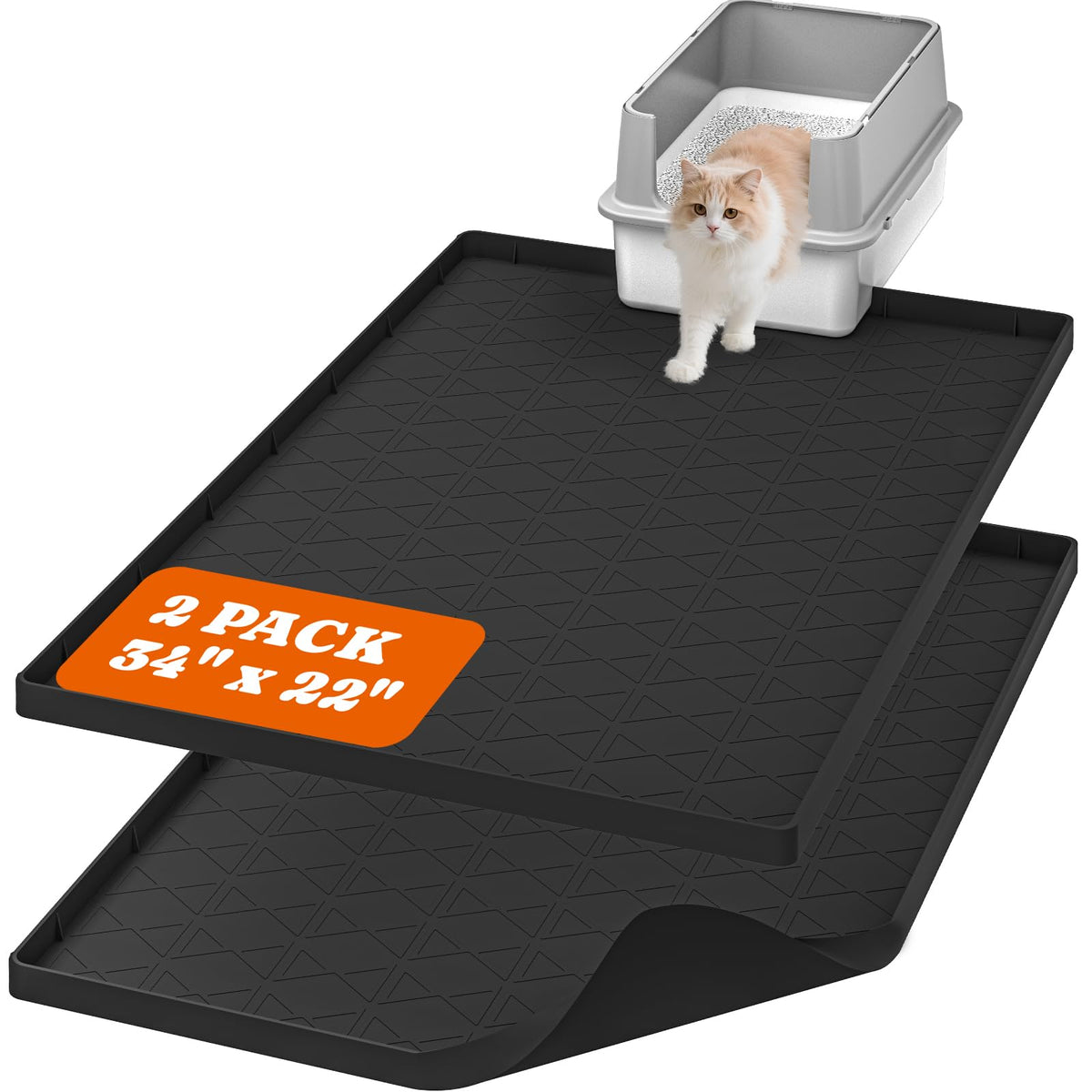 Pawtners cat litter mat, large 34x22, traps litter and protects floors.