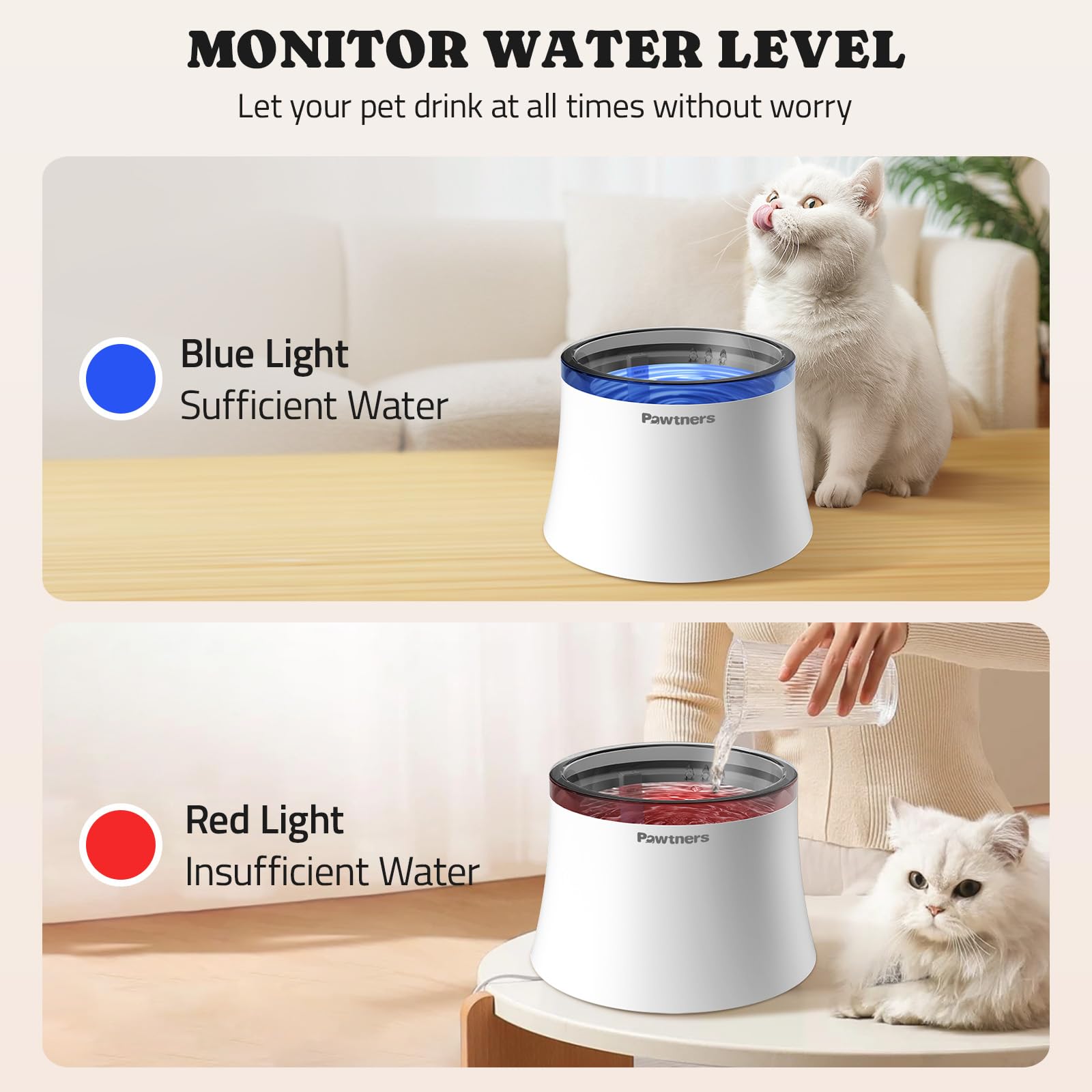 Pawtners deep drinking area ideal for small dogs and cats