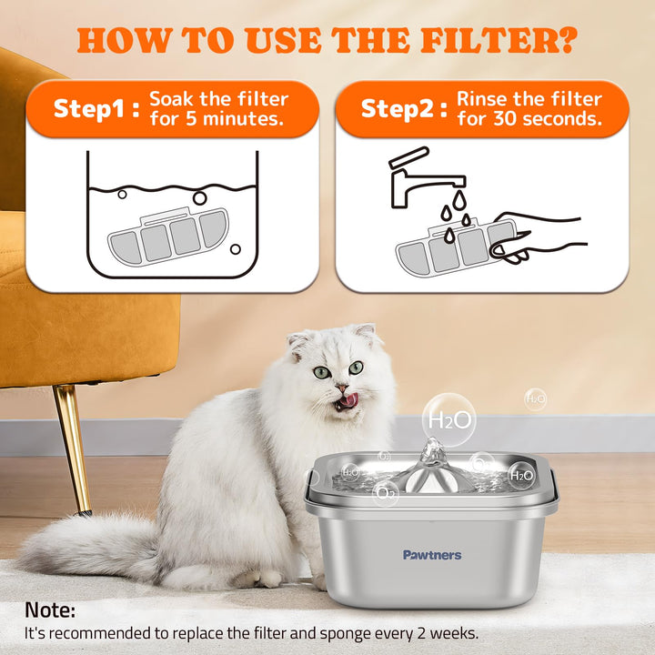 Pawtners multi-filtration materials improve odor and debris removal in fountains