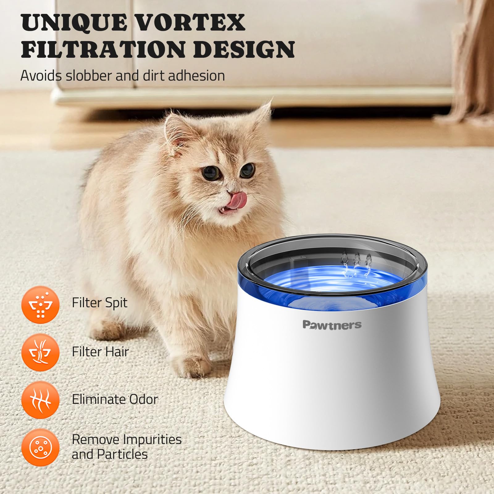 Pawtners splash-proof drinking area preventing spills