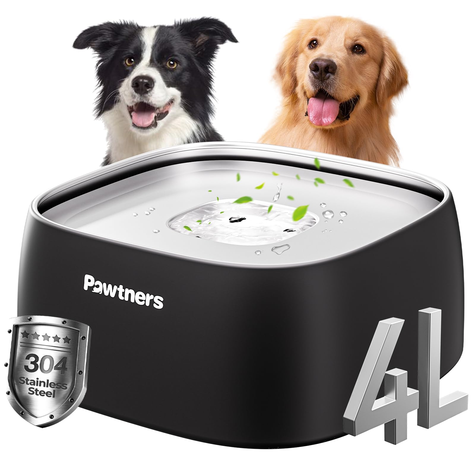 Pawtners upgrade no spill dog water bowl with disk design for mess-free hydration.