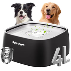 Pawtners upgrade no spill dog water bowl with disk design for mess-free hydration.
