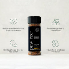 pawTree freeze-dried chicken medley topper on a meal