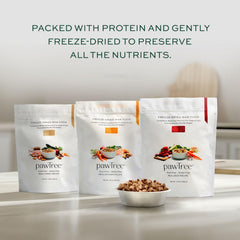 pawTree Freeze-Dried Raw Chicken Recipe ingredients-label highlights real foods and superfoods for vitality.