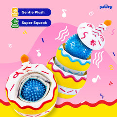 PAWTY Birthday Cupcake Toy hidden rubber ball inside for fetch