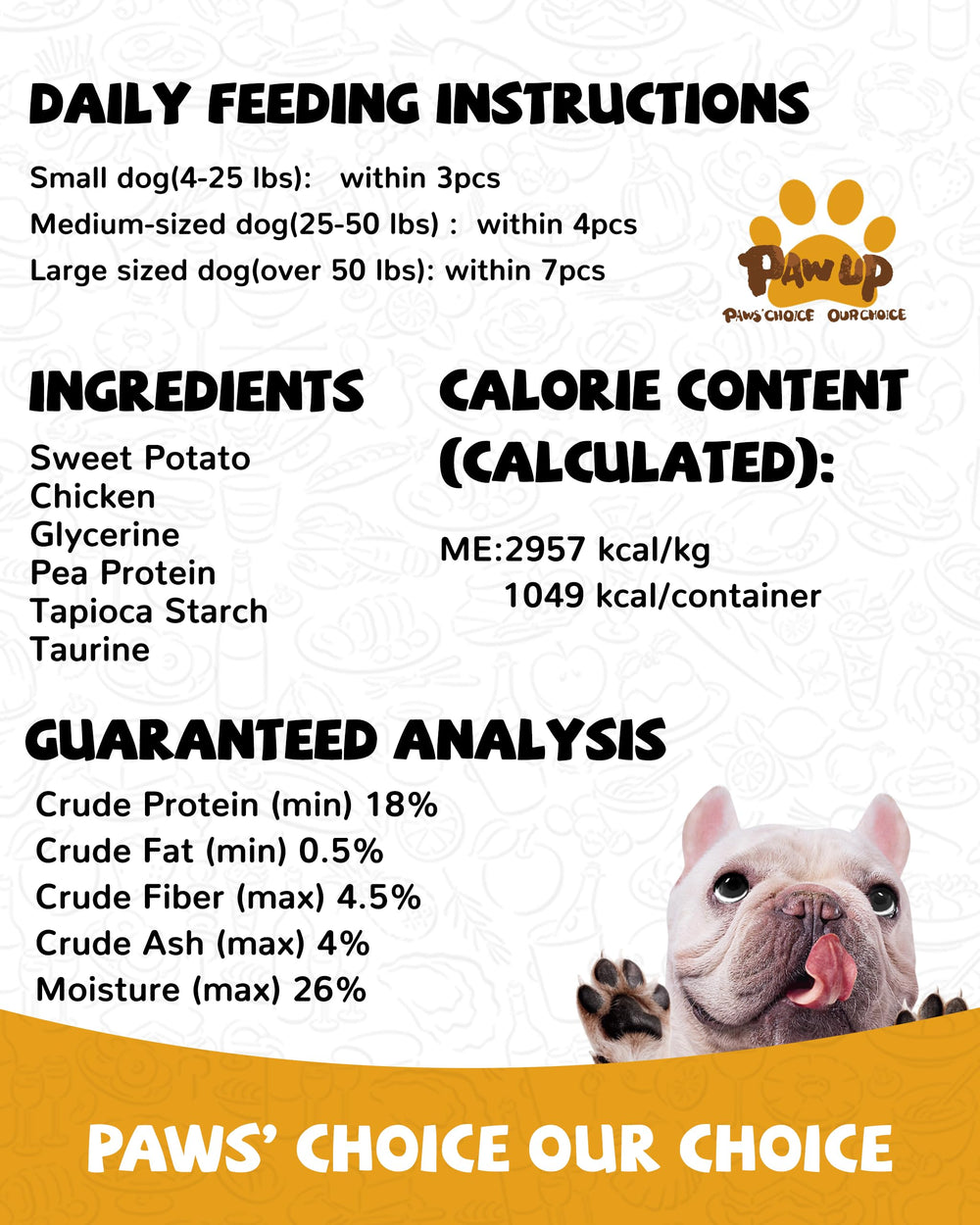 PAWUP 12.5 oz bag shown for treats.