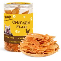 PAWUP Chicken Jerky Crisp Flakes pack shot showing crunchy training rewards.