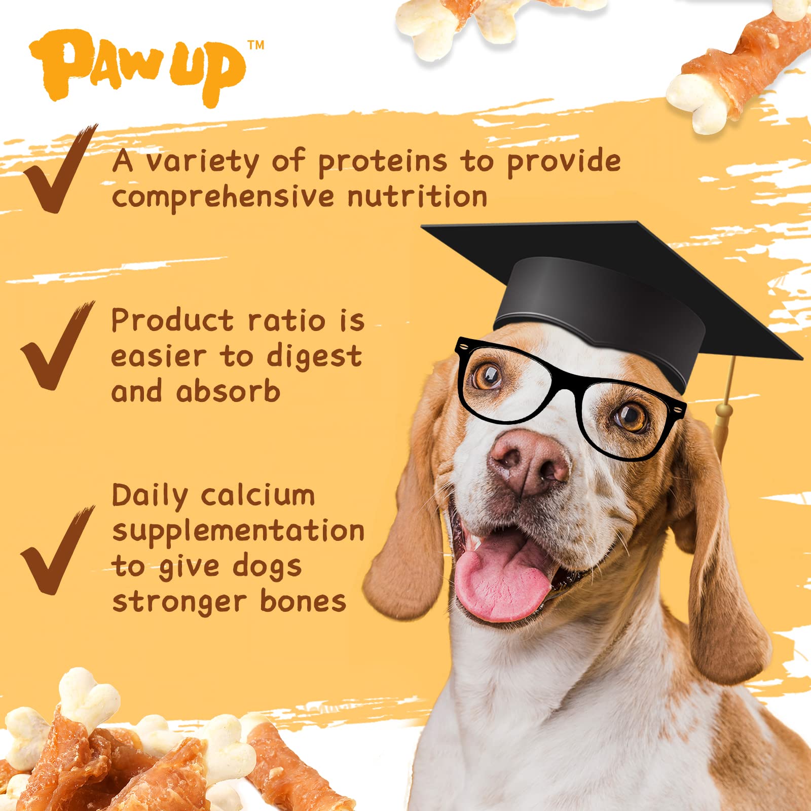 PAWUP clean ingredients with no rawhide for a safer chew option.